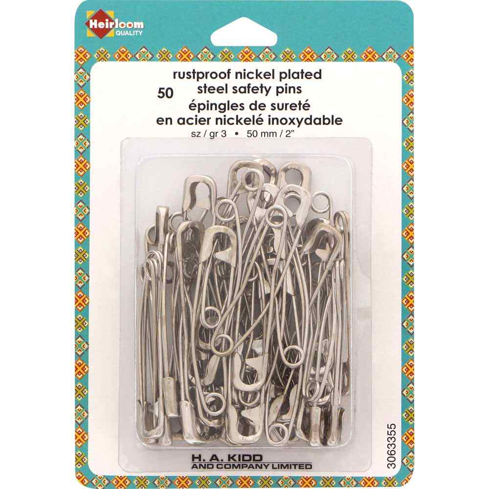 Heirloom Curved Safety Pins 2" 50mm - 50pcs 3063355