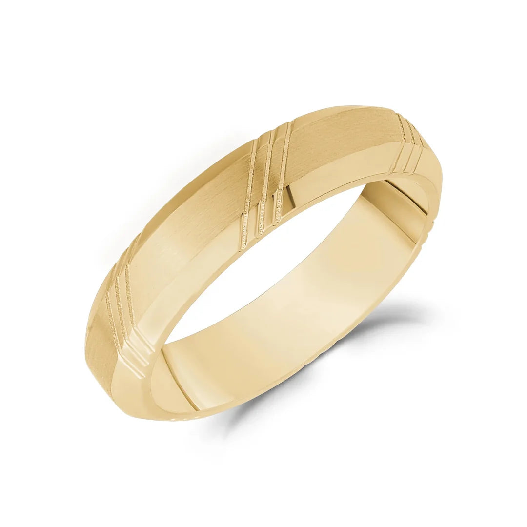 ARZ Ring - Gold Steel Brushed Stripe Sz 11