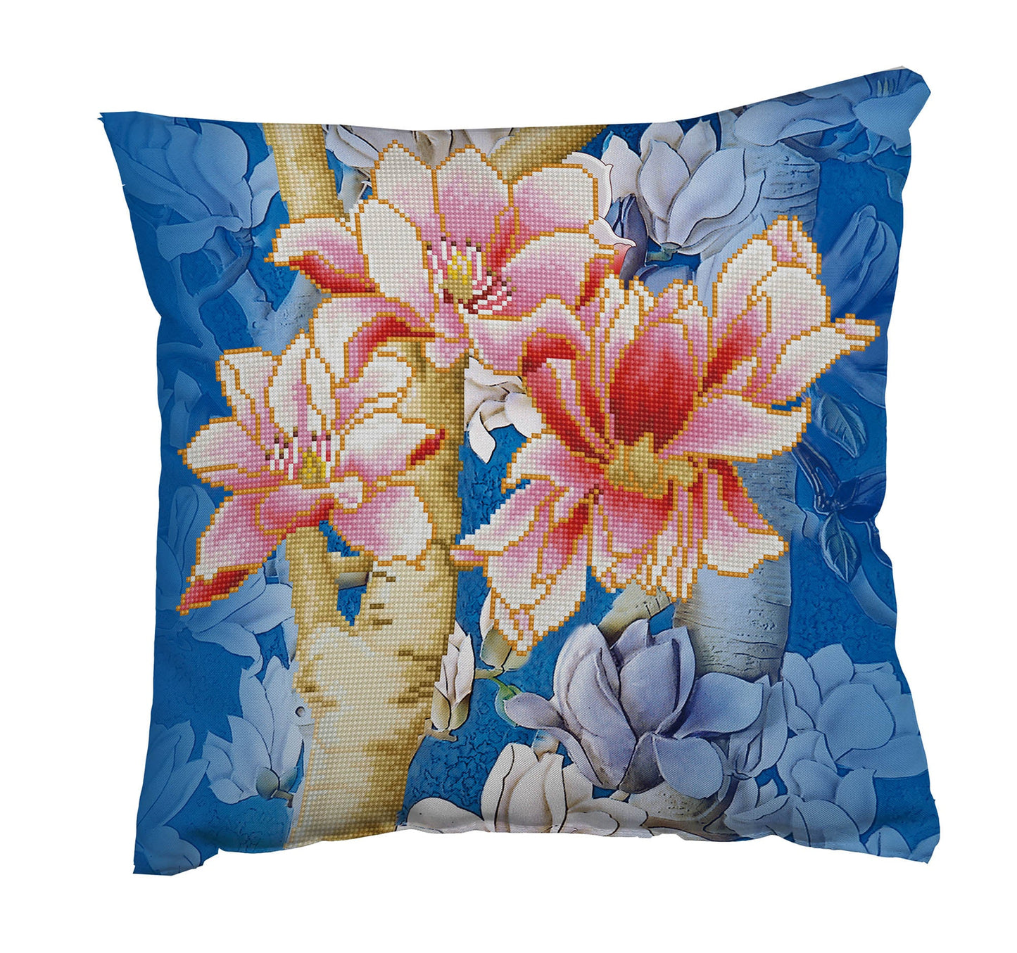 Diamond Dotz Pillow - Magnolias On Blue 1 DD16.013
