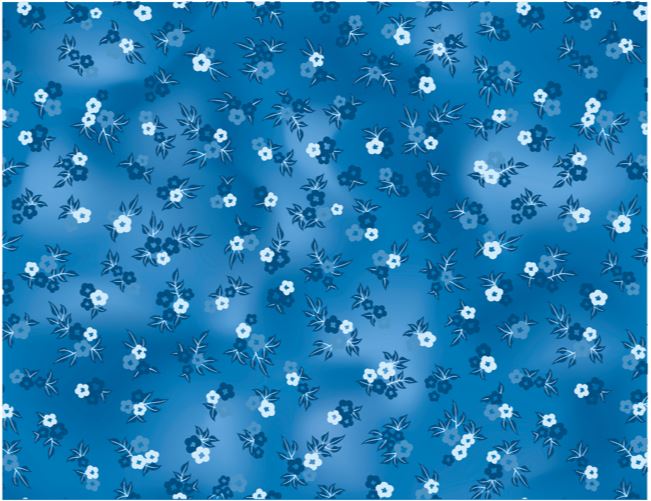 PM Printed 100% Cotton 44/45" - Daisy Floral Blue Jay