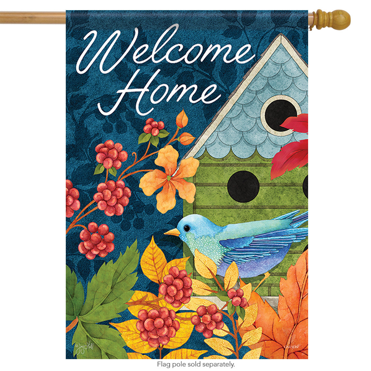 *EB Garden Flag - Birdhouses & Berries