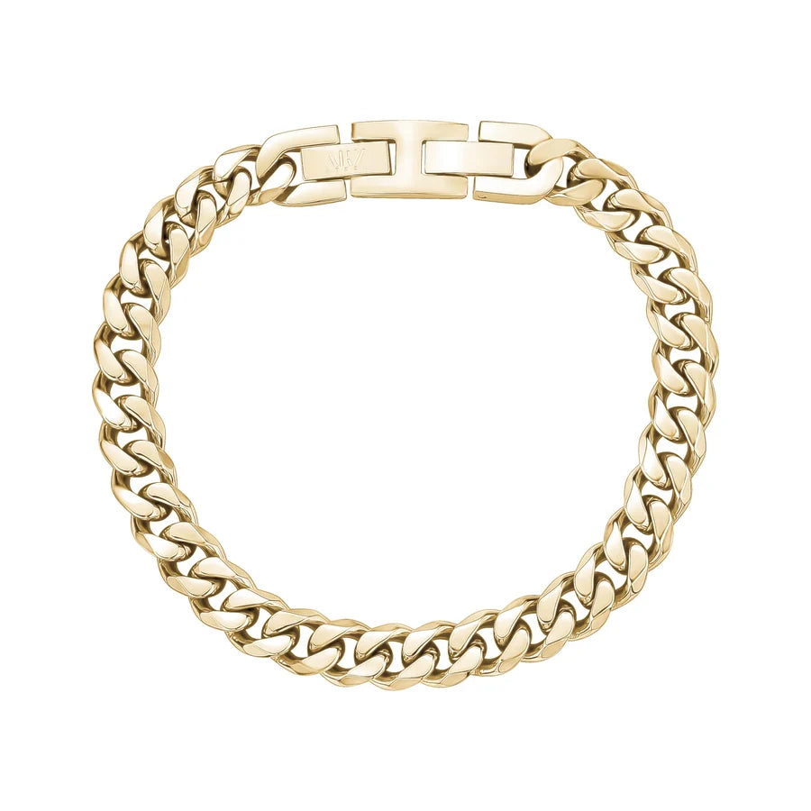 ARZ Bracelet - Gold Steel Cuban Link 8mm 7.5"-8"