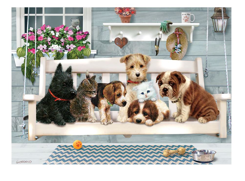 Tray Puzzle 35pc - Porch Swing Buddies (Puppies) 58885
