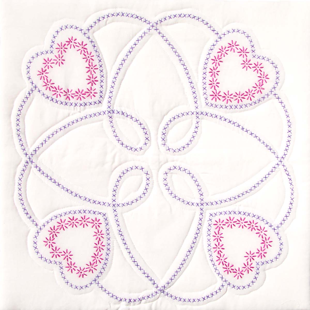 *18" Quilt Block - Four Hearts