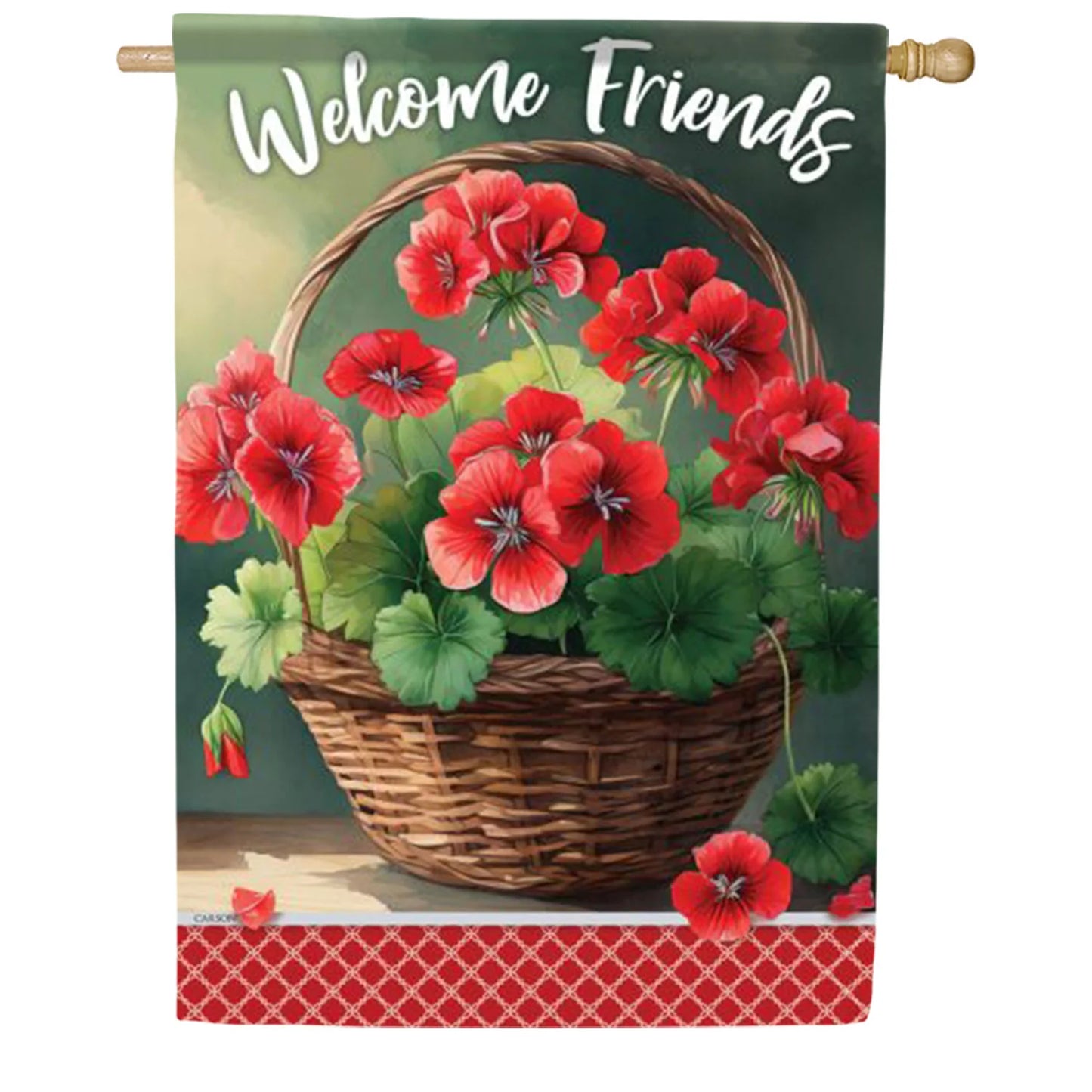 EB Lg Flag - Geranium Basket