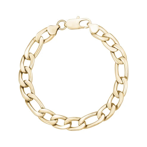 ARZ Bracelet - Figaro Gold 10mm 9" B384