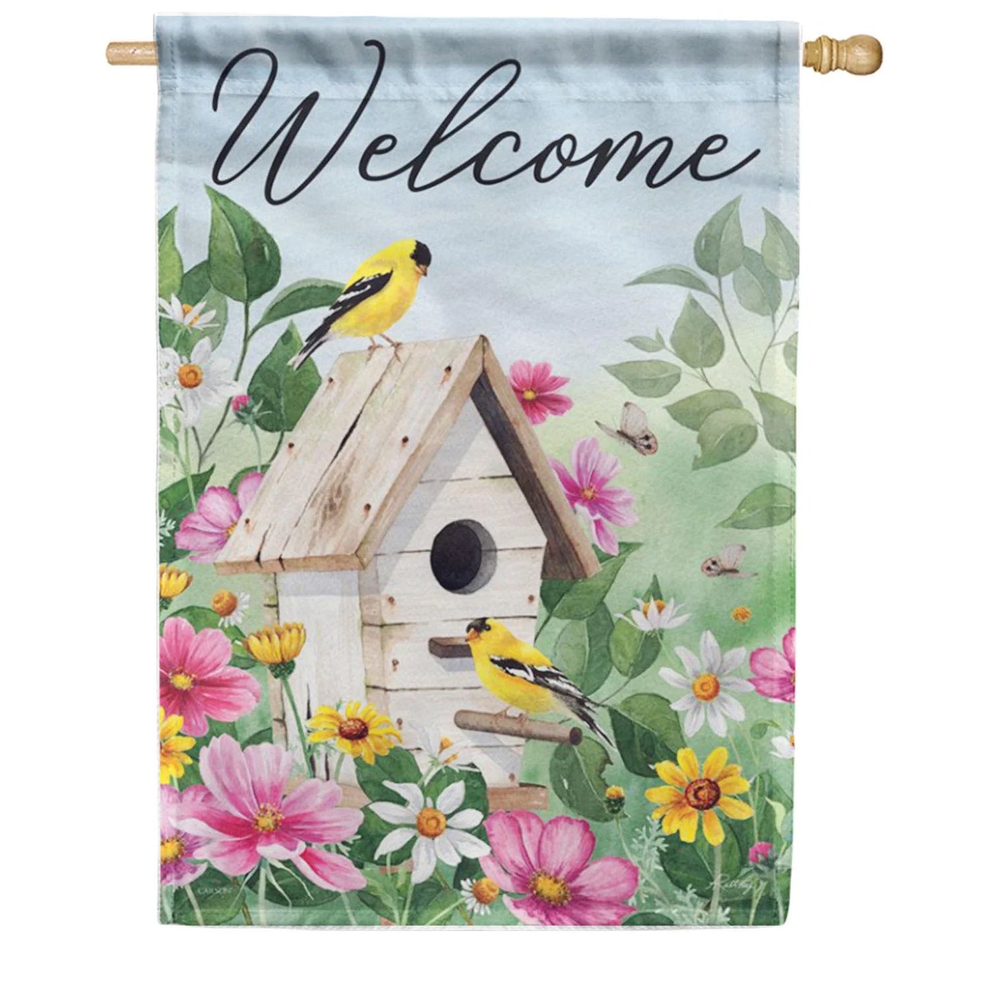 EB Lg Flag - Welcome Finches