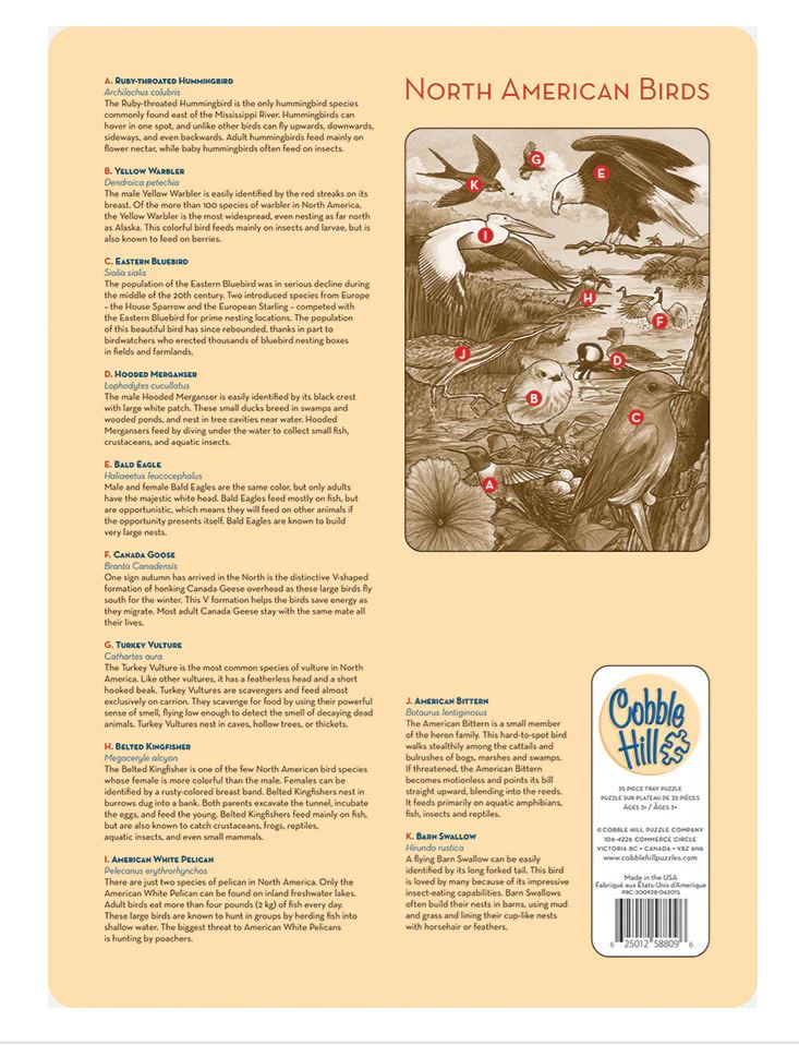 Tray Puzzle 35pc - North American Birds 58809