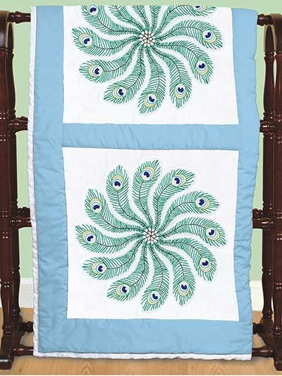 *18" Quilt Block - Peacock Feathers 575