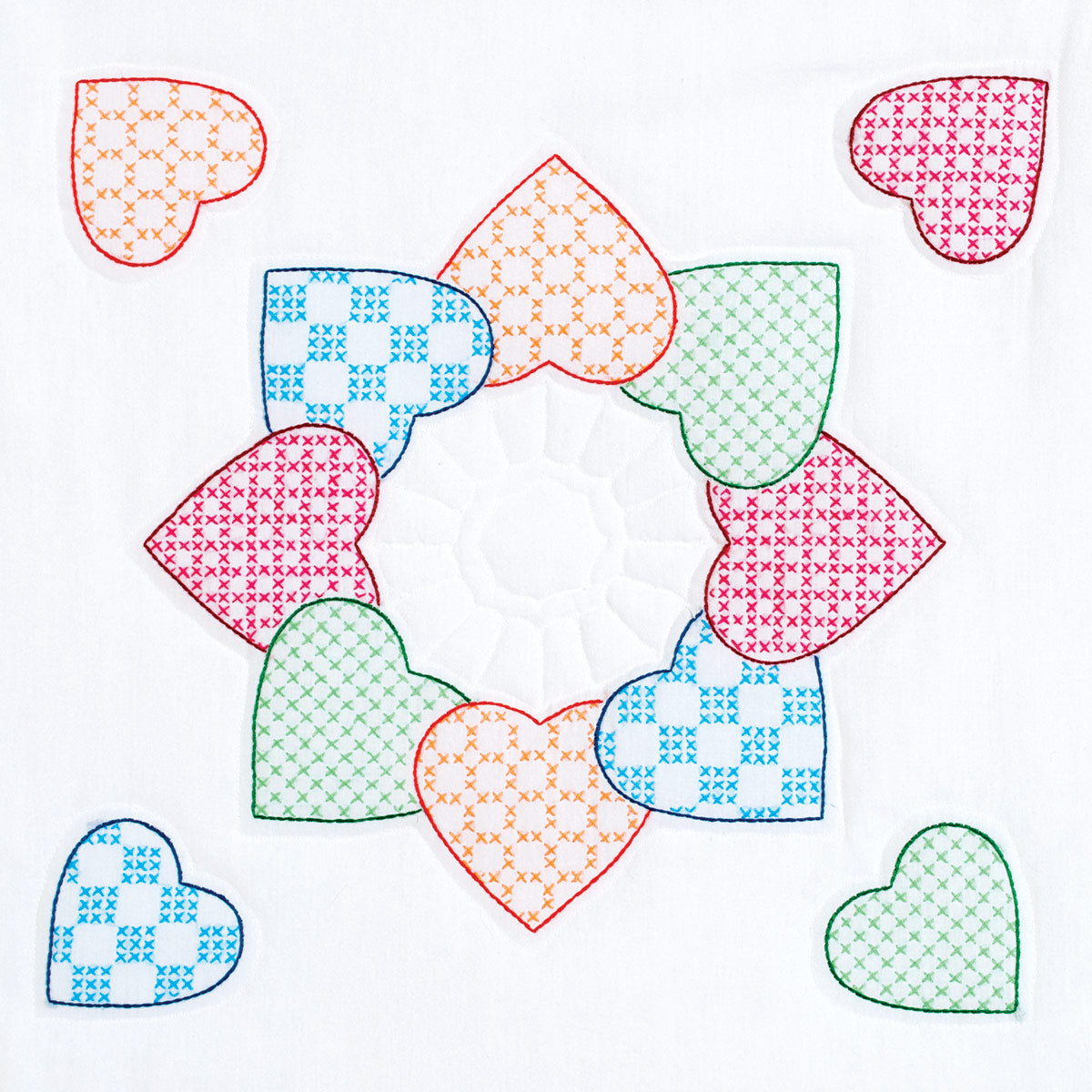 18" Quilt Block - Patchwork Hearts 511