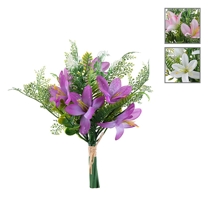 DD Mixed Lily/Foilage Bouquest Assorted 32cm