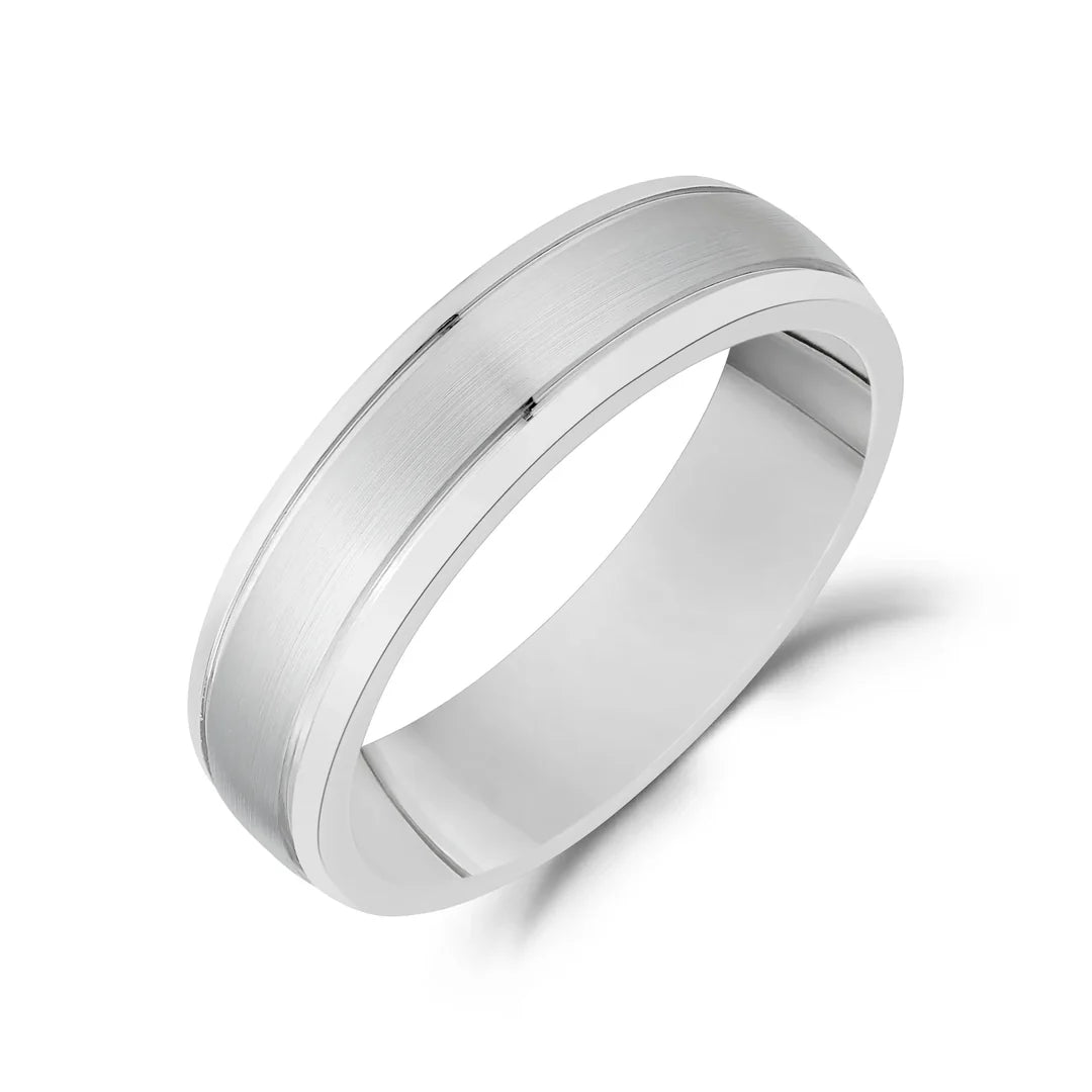 ARZ Ring - Matte & Polished - Silver Wedding Band Sz 10