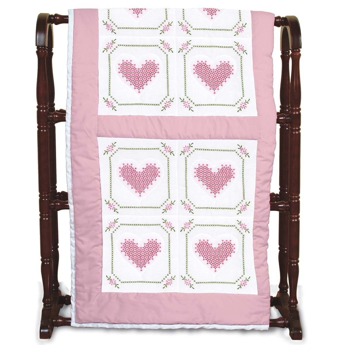 *18" Quilt Block - Chicken Scratch Hearts 514