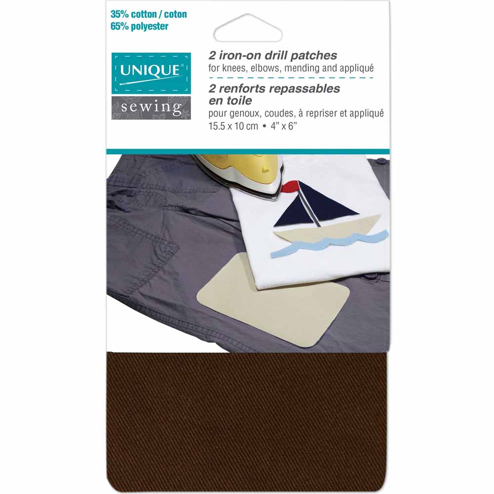 Unique Iron On Patch 2pk Brown 3040103