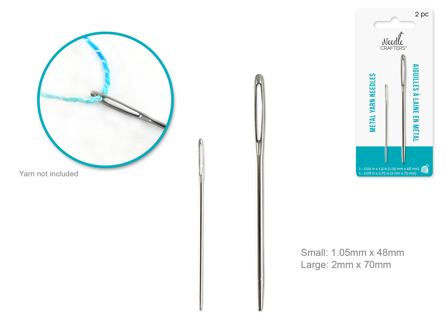 MC Yarn Needles Metal x 2