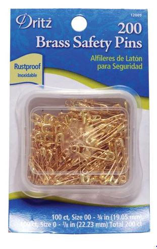 Dritz Safety Pins - Brass 200ct 12009C