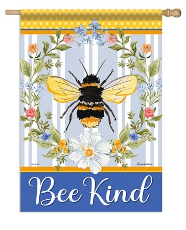 EB Lg Flag - Bee Kind Wreath