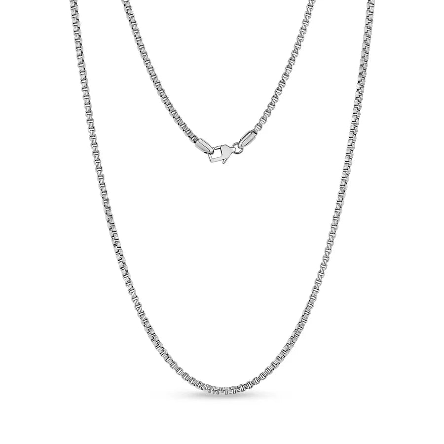 ARZ Necklace - Silver Steel Designed Box Link 3mm 20"