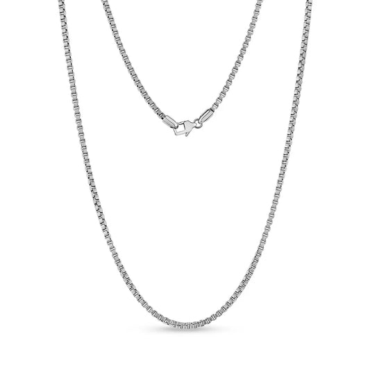 ARZ Necklace - Silver Steel Designed Box Link 3mm 24"