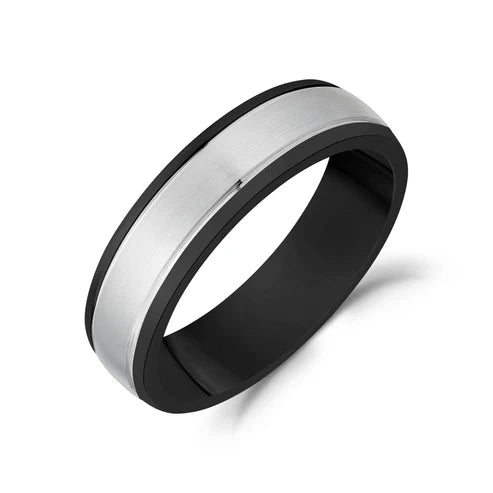 ARZ Ring - Matte & Polished - Black Wedding Band Sz 8