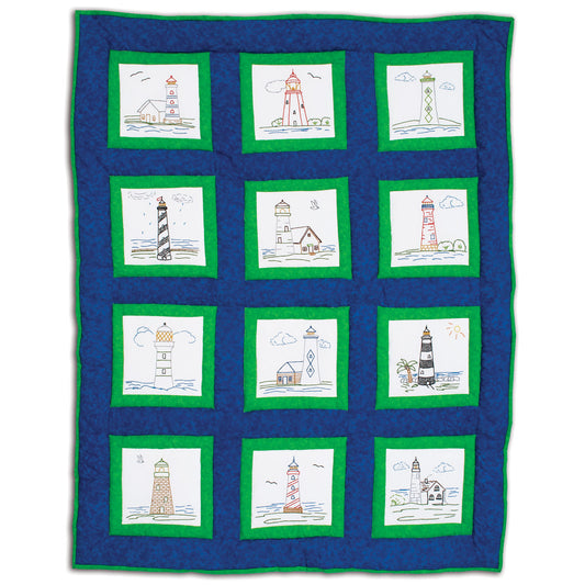 JD 9" Theme Quilt Block - Lighthouses 554