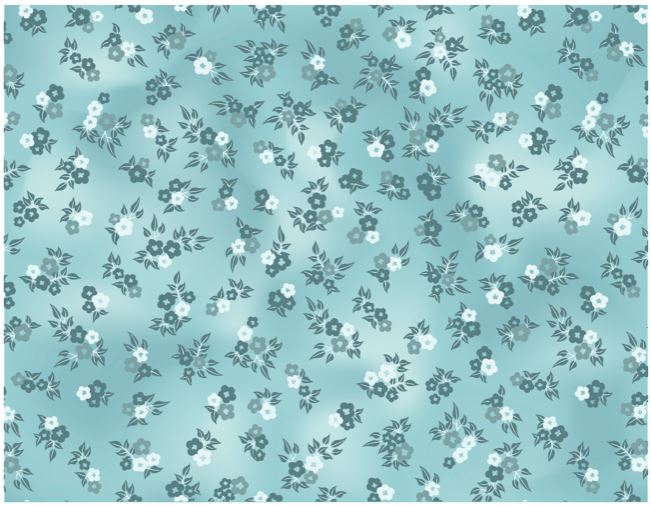 PM Printed 100% Cotton 44/45" - Daisy Floral Sea Glass