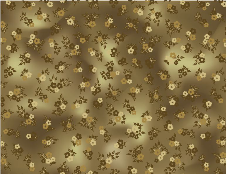 PM Printed 100% Cotton 44/45" - Daisy Floral Cappucino Gold