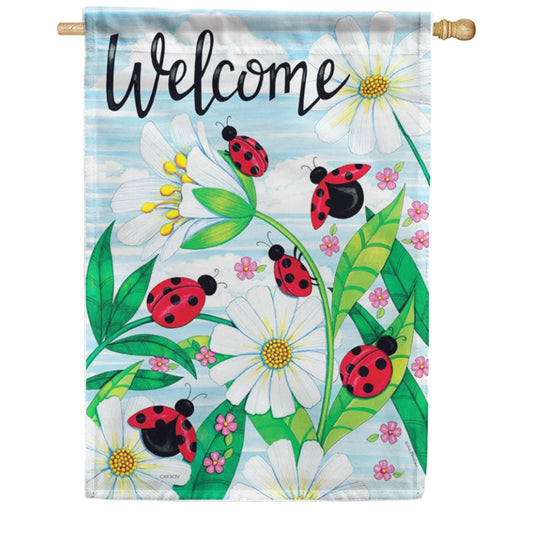 EB Lg  Flag - Ladybug Welcome