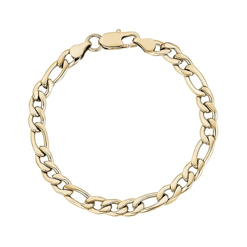 ARZ Bracelet - Gold Steel Figaro Link 7mm 7"