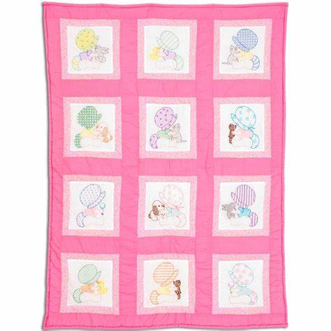 Nursery Quilt Block - Sunbonnet Girls