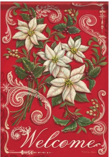 *EB Lg Flag - White Poinsettia