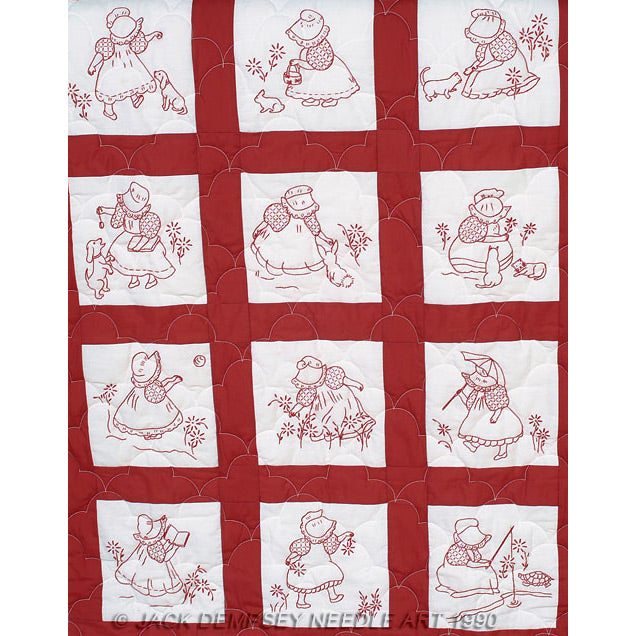 Nursery Quilt Block - Sunbonnet Girls 06