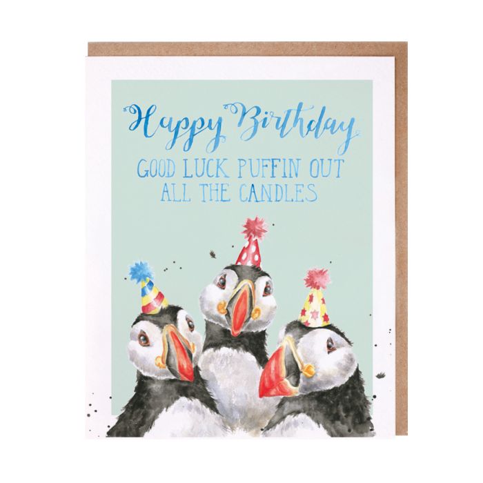 Wrendale Card - Birthday Candles (Puffin)