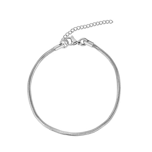 ARZ Anklet - Silver Round Snake Link 2.5mm