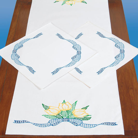 Perle Edge Scarf & Doily Set  - Tulips & Ribbon 796