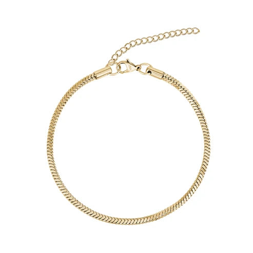 ARZ Anklet - Gold Round Snake Link 2.5mm