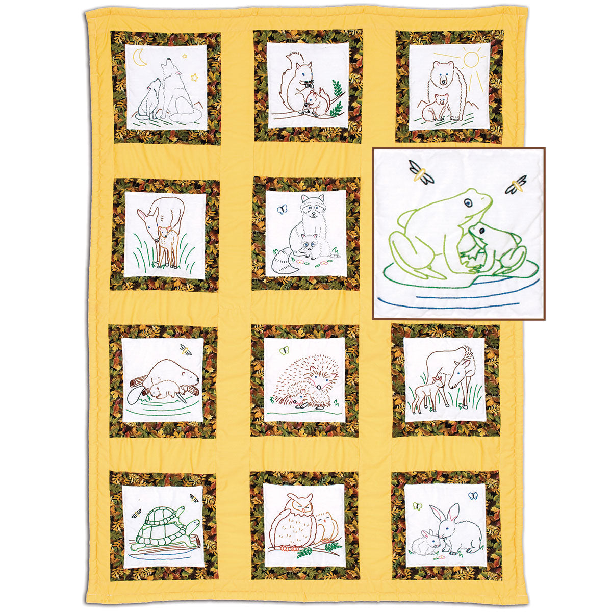 9" Theme Quilt Block - Wilderness Animals 884