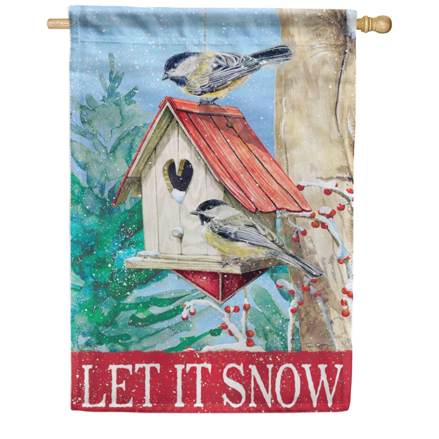 EB Lg Flag - Red Roof Birdhouse