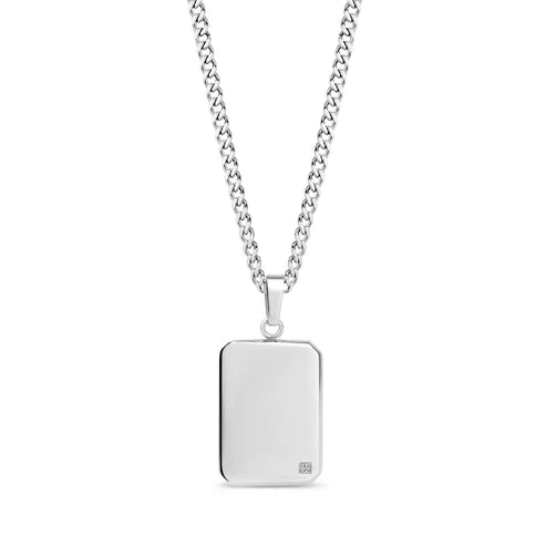 ARZ Pendant - Lab Diamond Dog Tag W/Chain 24"