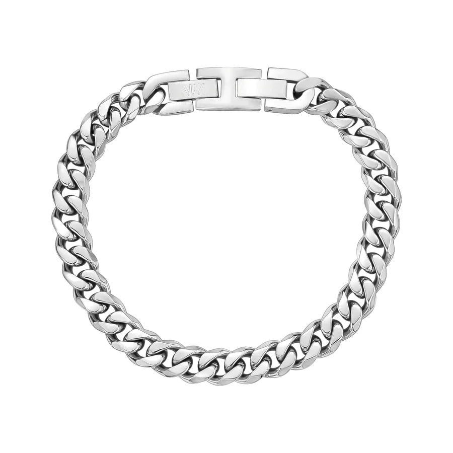 ARZ Bracelet - Silver Steel Cuban Link 8mm 7.5-8"