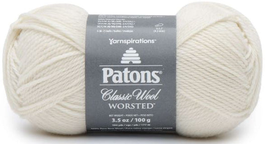 Patons Classic Wool Worsted 100g - Winter White 00201