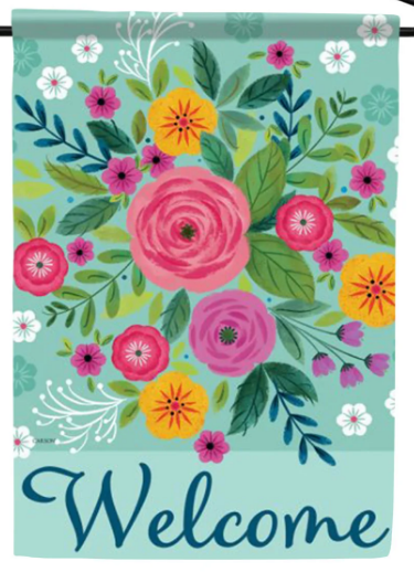 EB Lg  Flag - Bright Flower Welcome