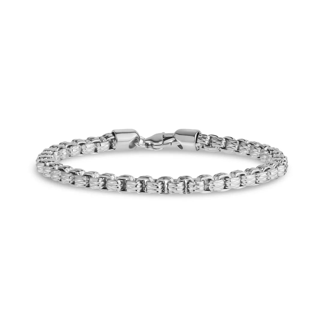 ARZ Bracelet - Silver Steel Rugged Box Link 8"