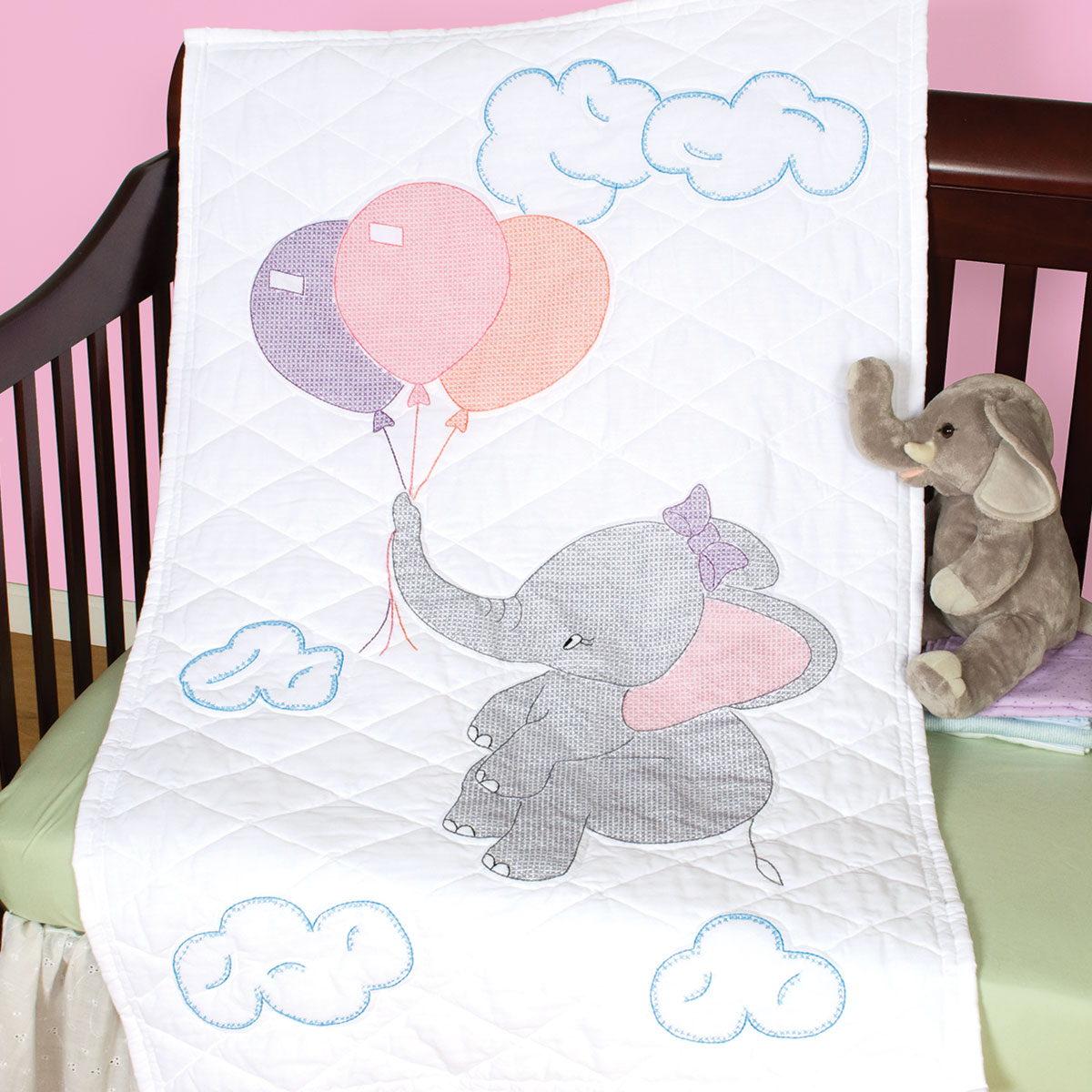 Crib Quilt Top - Elephant 917
