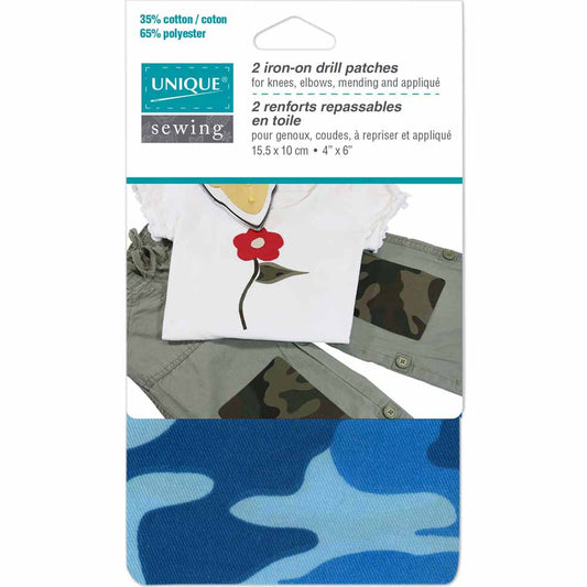 Unique Iron On Patch 2pk Camo Blue 3040112