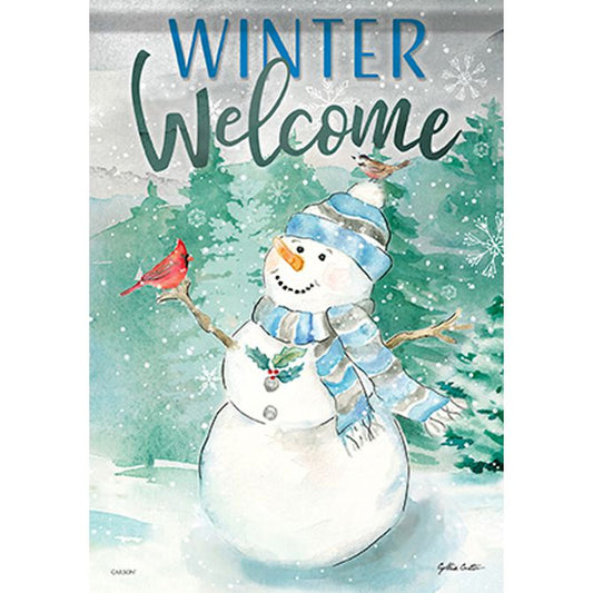 *EB Lg Flag - Watercolor Snowman