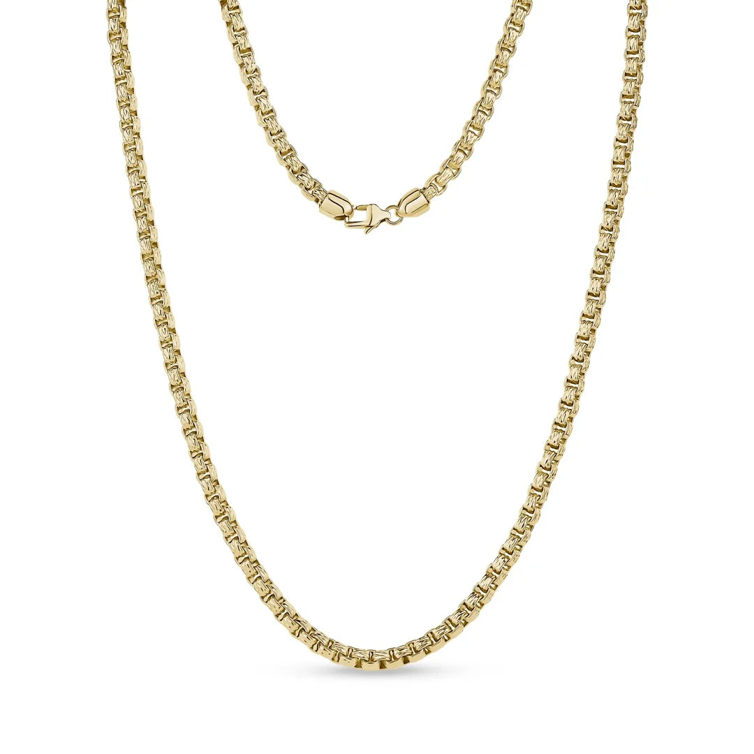 ARZ Necklace - Gold Steel Round Rugged Box Link 24"