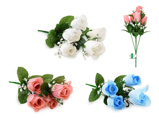 Rose Bush Assorted 5 Stem - Dusk 13"