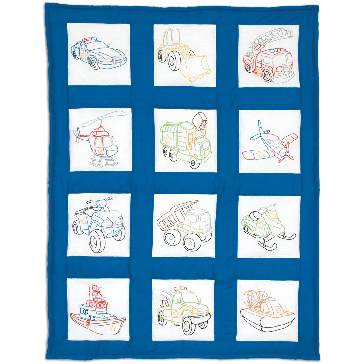 JD 9" Theme Quilt Block - Toy Vehicles 745