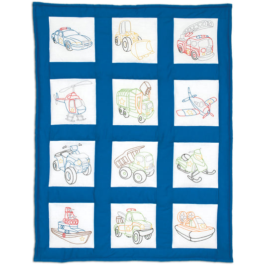 JD 9" Theme Quilt Block - Toy Vehicles 745